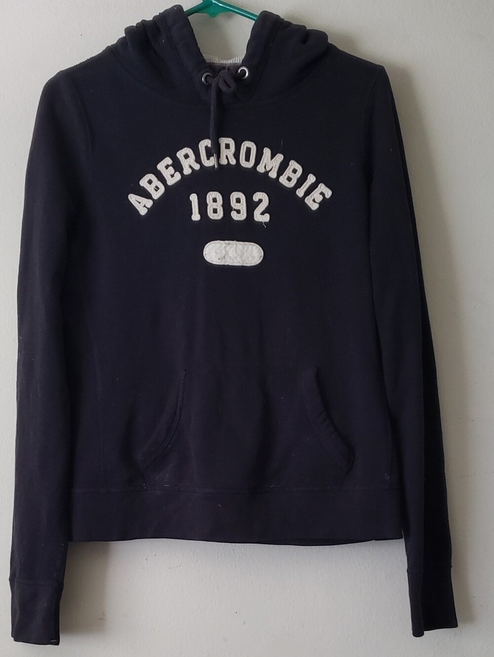 Abercrombie & Fitch Navy Pullover Hoodie with White Logo